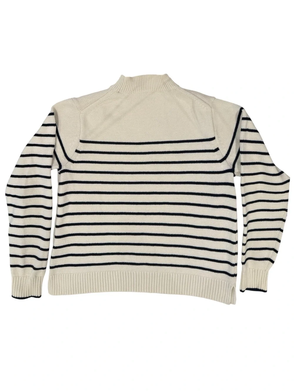 Uniqlo Cream and Black Striped Turtleneck Sweater